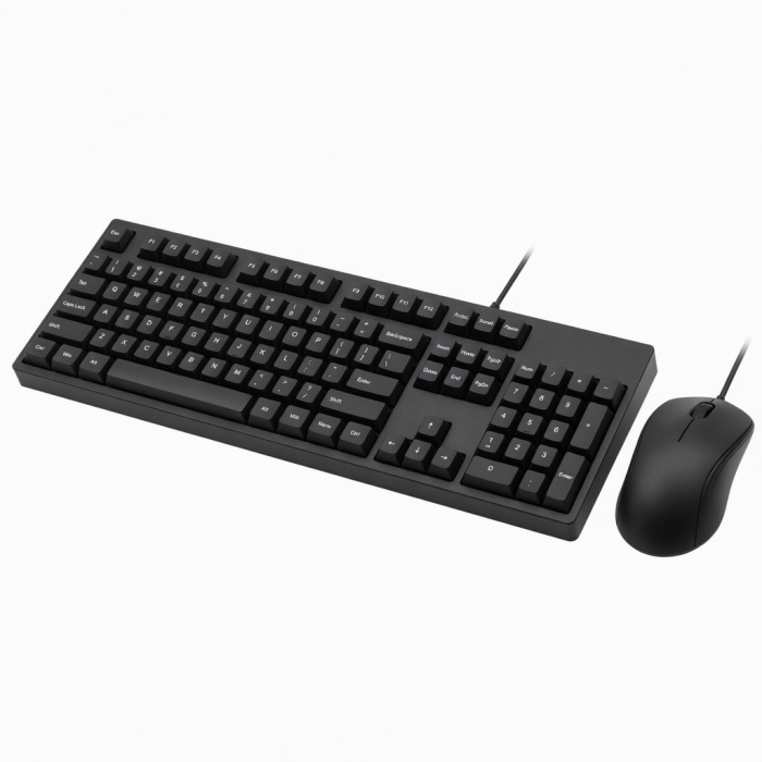 Wired Keyboard and Mouse Combo, Full-Size Black USB Set
