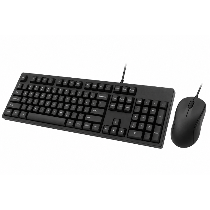 Wired Keyboard and Mouse Combo, Full-Size Black USB Set