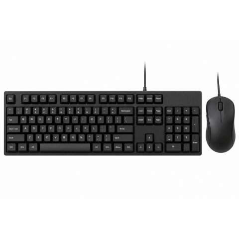 Wired Keyboard and Mouse Combo, Full-Size Black USB Set