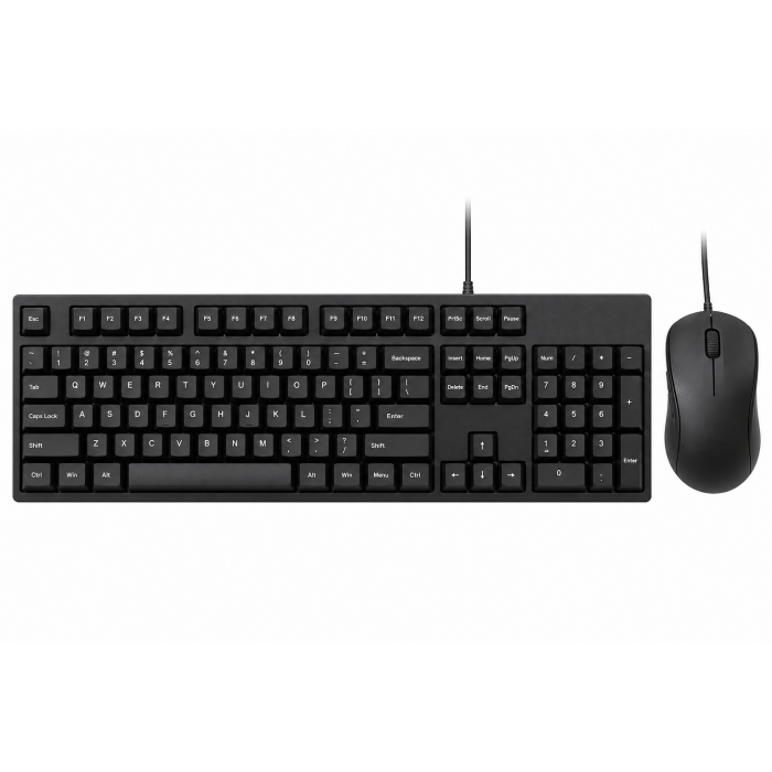 Wired Keyboard and Mouse Combo, Full-Size Black USB Set