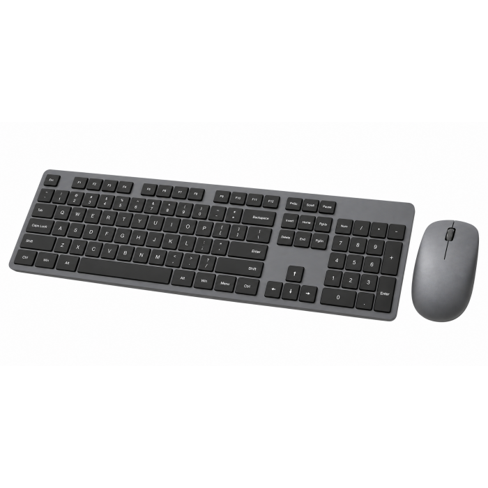 Slim Wireless Keyboard and Mouse Combo, Gray, Low Profile