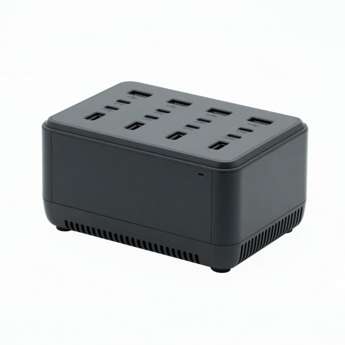 240W Desktop Charger, Black, 12-Port USB Charging Station