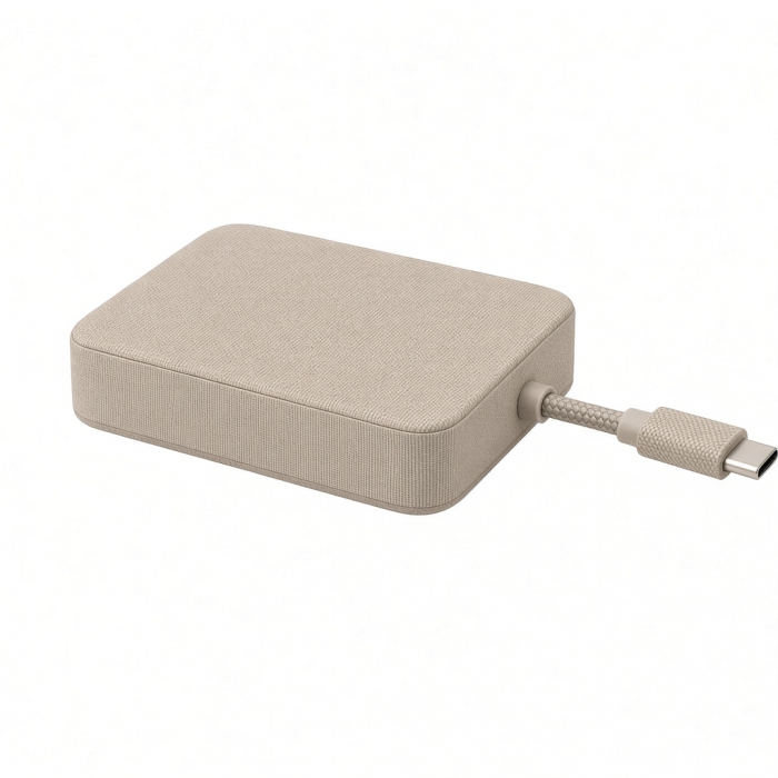 5-in-1 USB-C Hub, Beige Fabric Finish, HDMI and USB Ports