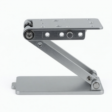 Aluminum Folding Stand with Hinged Support, Silver Metal Construction