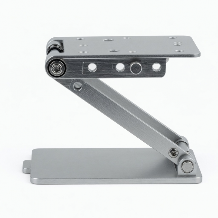 Aluminum Folding Stand with Hinged Support, Silver Metal Construction