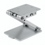 Aluminum Folding Stand with Hinged Support, Silver Metal Construction