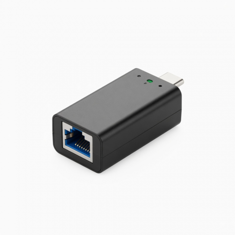 USB-C Gigabit Ethernet Adapter, Black, RJ45 Port, 1000 Mbps Speed